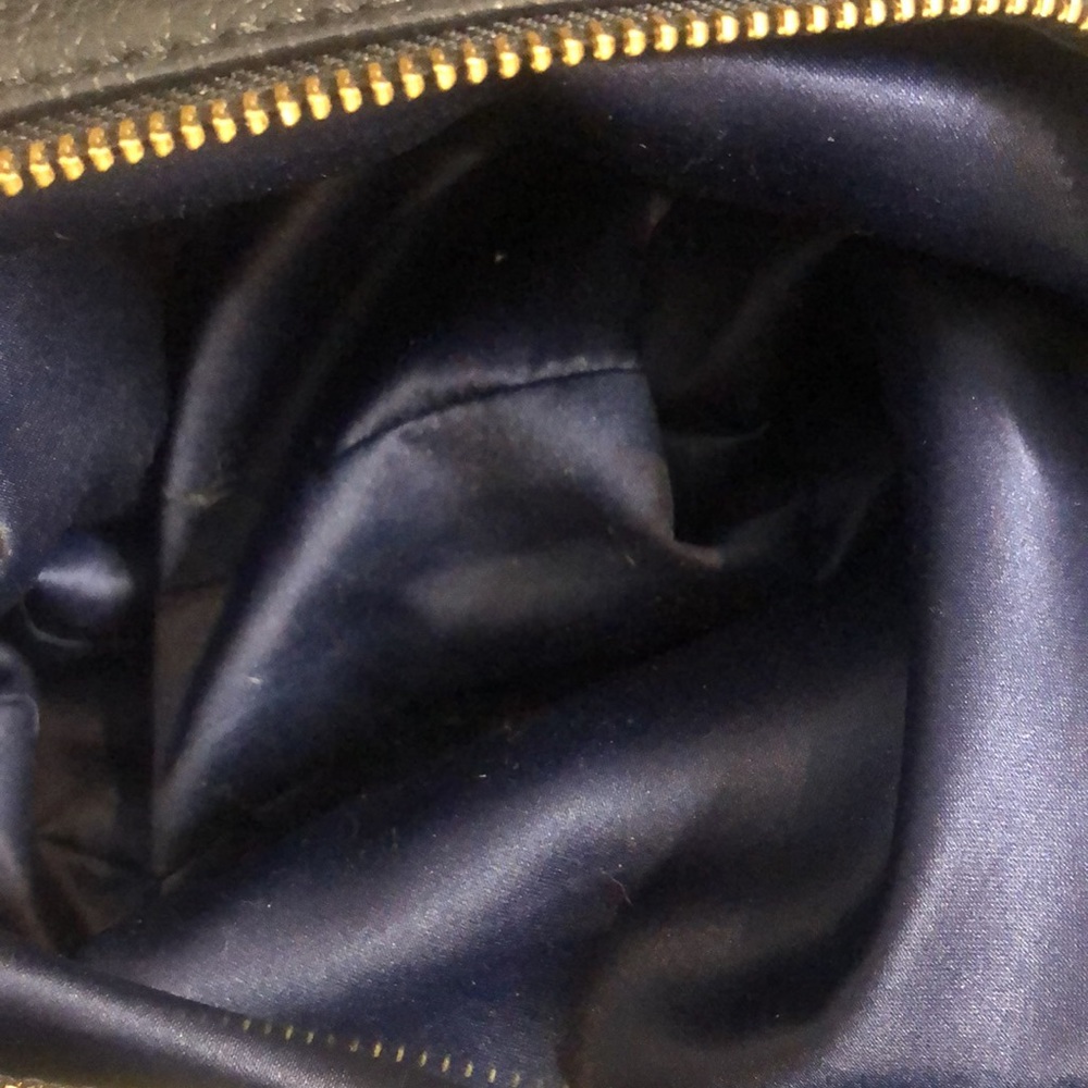 COACH Madison Phoebe Black Tumbled Leather Shoulder Bag Navy Lined 3-Sections - Picture 11 of 17